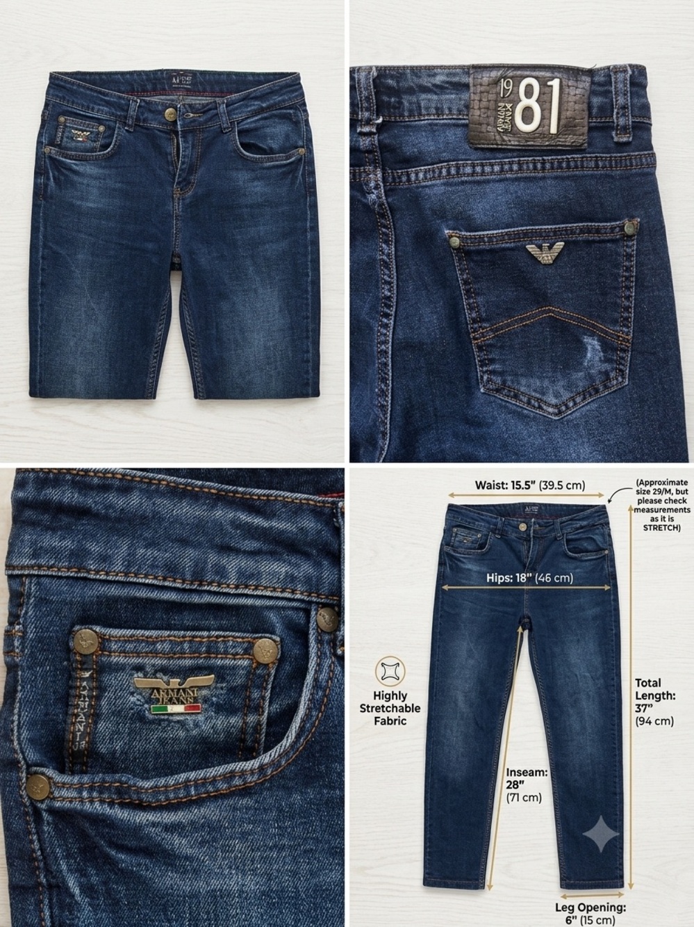 Armani Jeans Women's Dark Wash Stretch Skinny Denim Pants, Approx Size 29 (M)